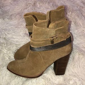 Tan suede booties